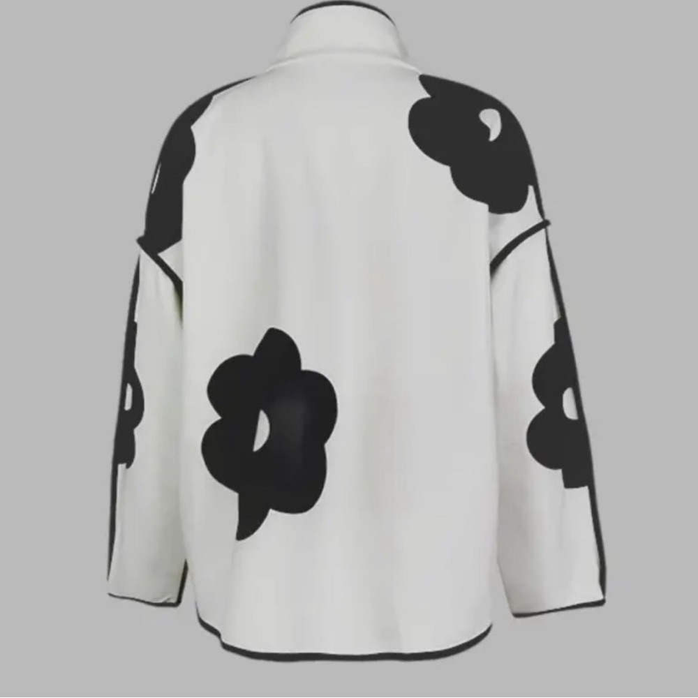 Floral Black and White Women's Jacket - Picture 5 of 5